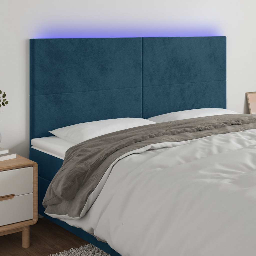 LED uzglavlje tamnoplavo 160x5x118/128 cm baršunasto