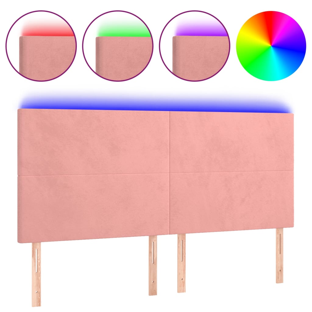 LED uzglavlje ružičasto 160x5x118/128 cm baršunasto
