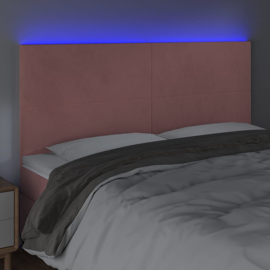LED uzglavlje ružičasto 180x5x118/128 cm baršunasto