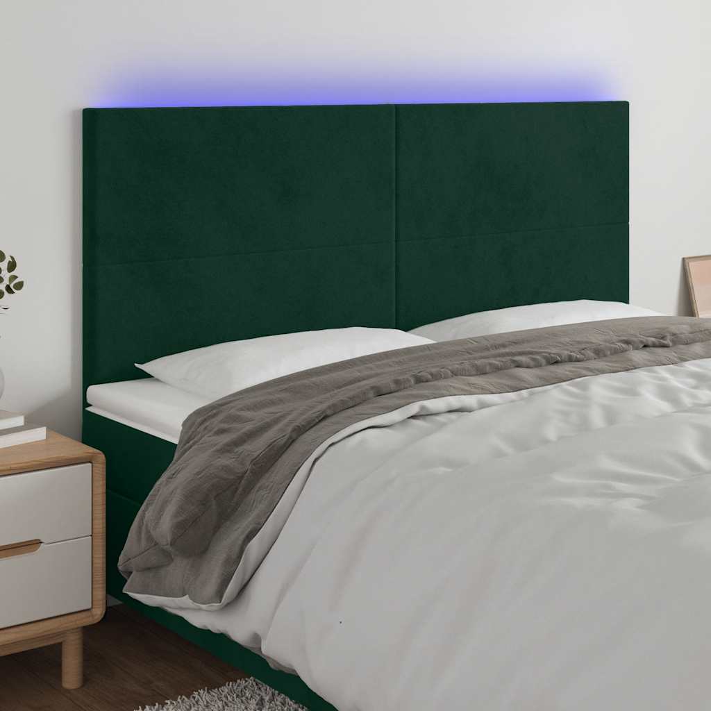 LED uzglavlje tamnozeleno 200x5x118/128 cm baršunasto