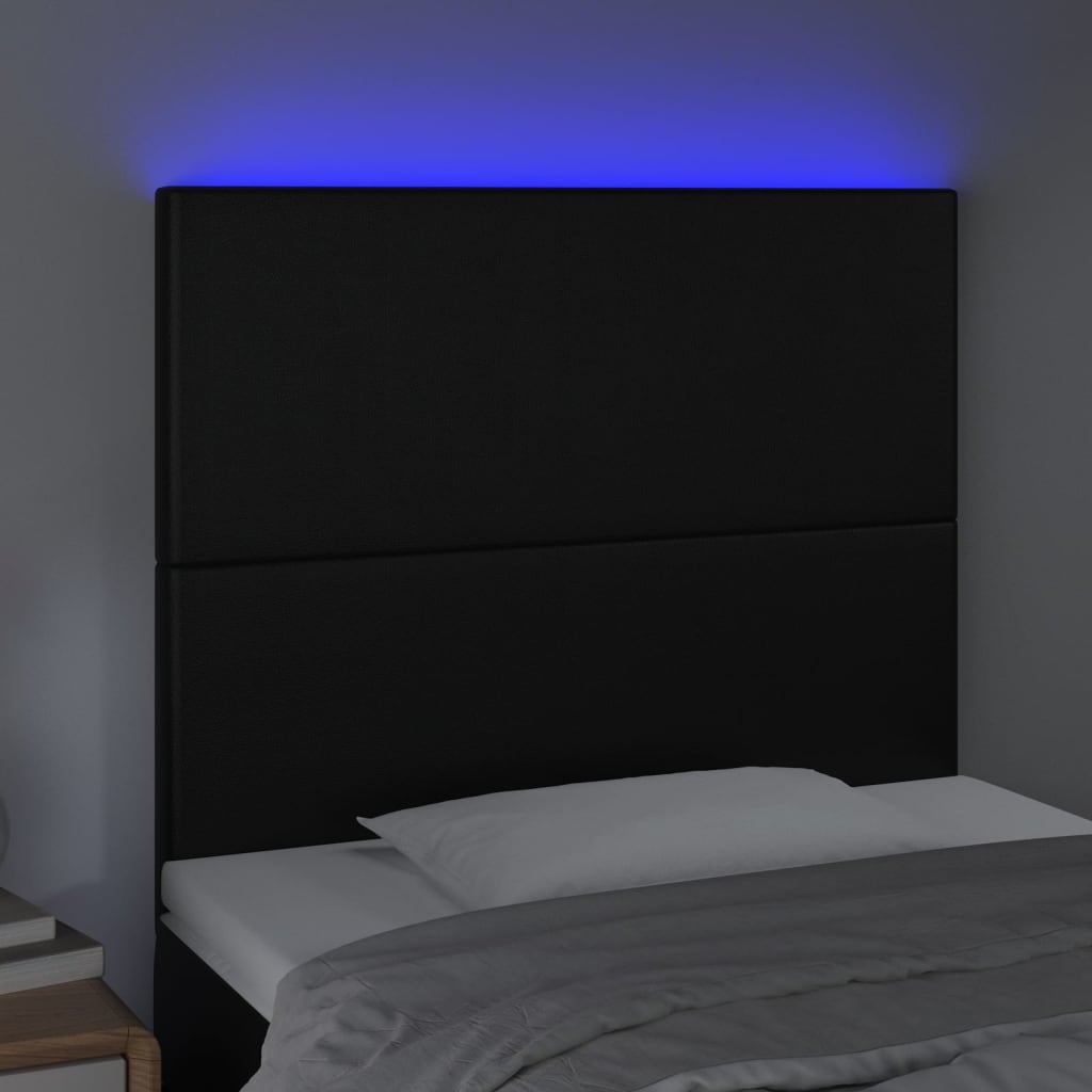 LED uzglavlje crno 80x5x118/128 cm od umjetne kože