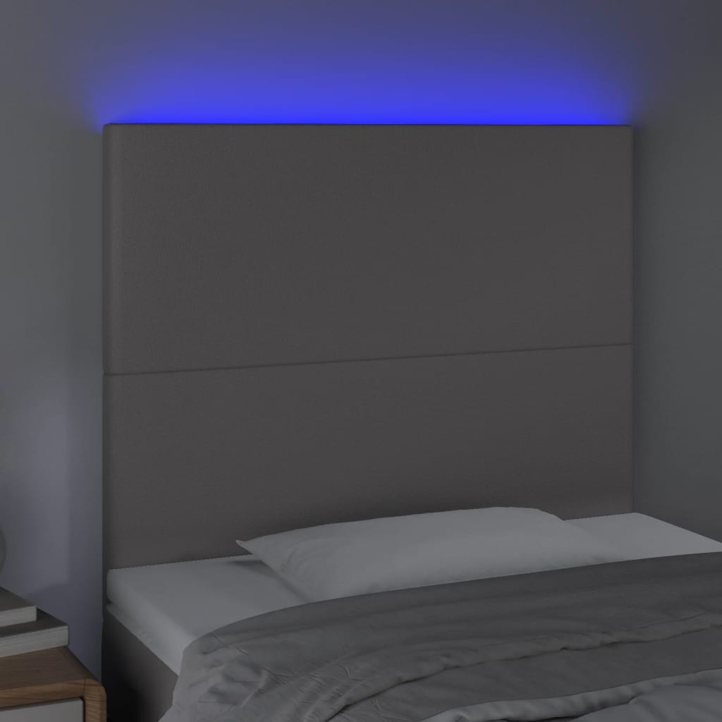 LED uzglavlje sivo 90x5x118/128 cm od umjetne kože