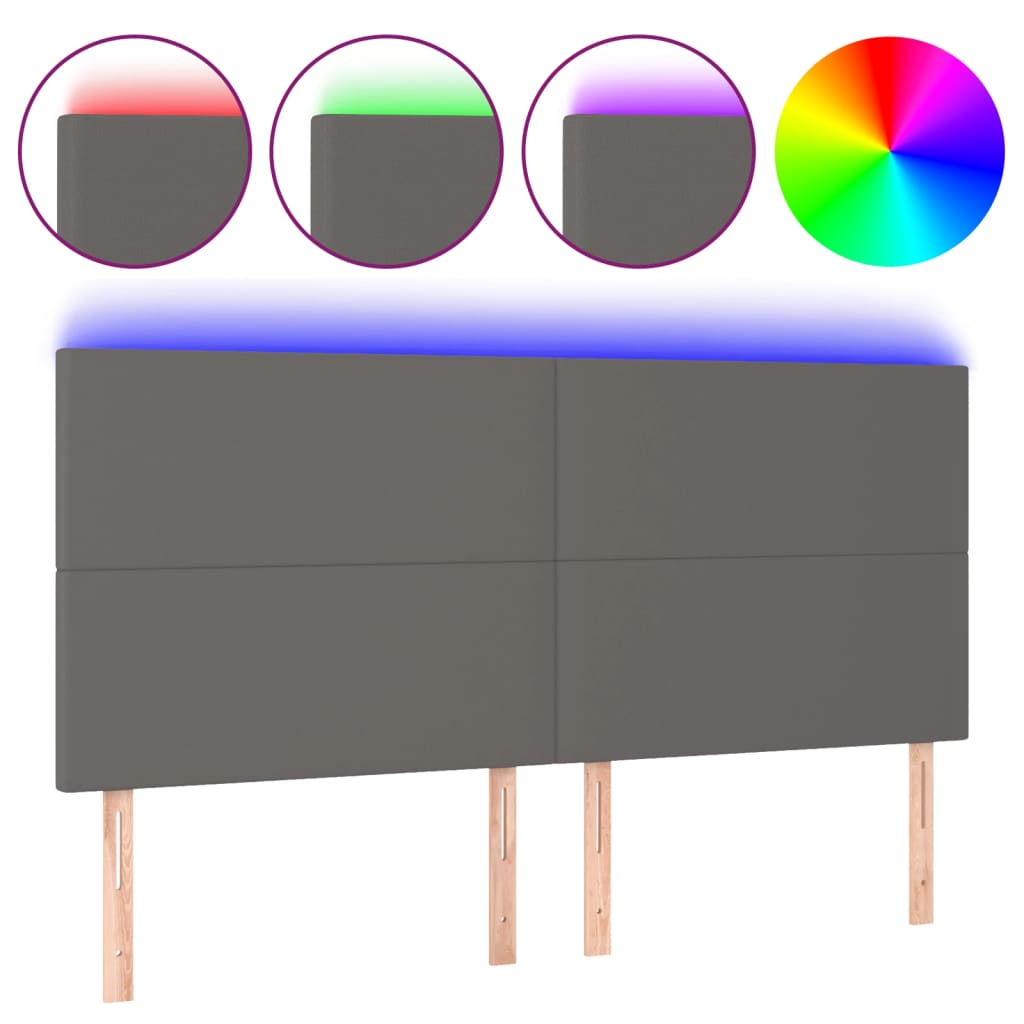LED uzglavlje sivo 160x5x118/128 cm od umjetne kože