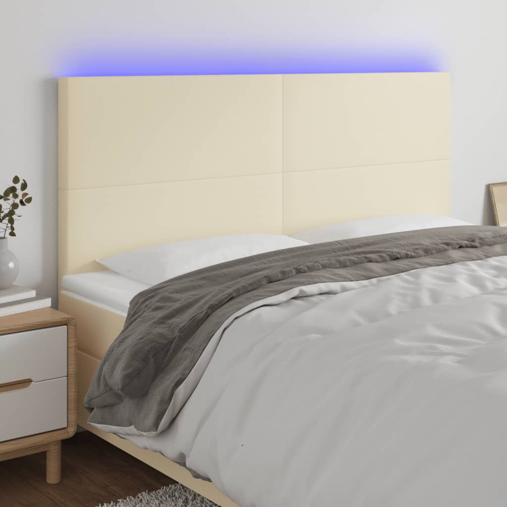 LED uzglavlje krem 180x5x118/128 cm od umjetne kože