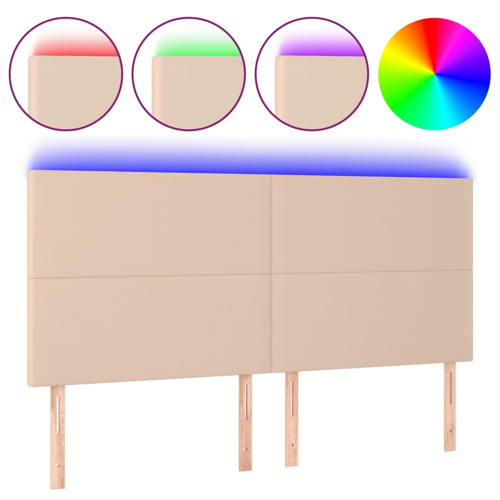LED uzglavlje boja cappuccina 180x5x118/128cm od umjetna koža