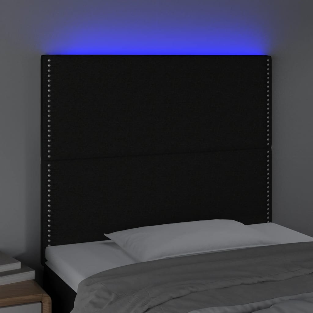 LED uzglavlje crno 90x5x118/128 cm od tkanine