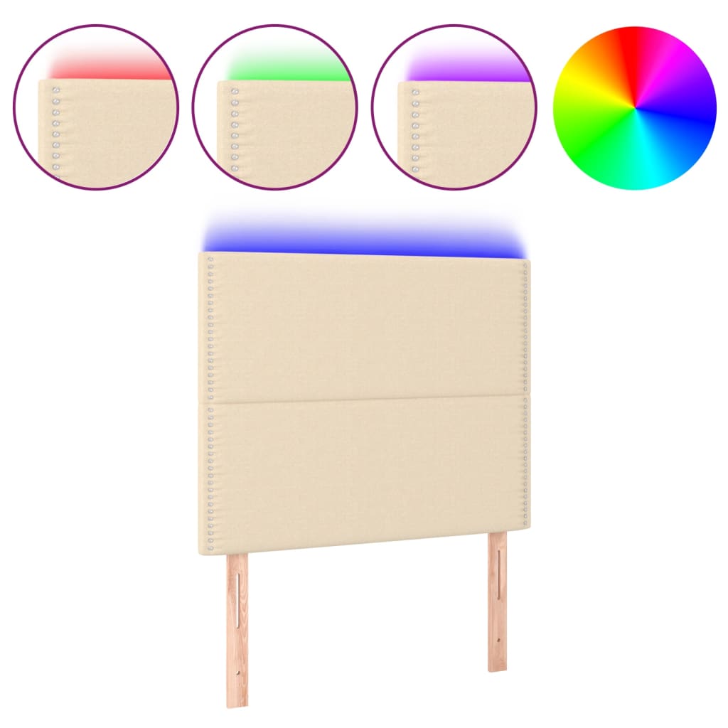 LED uzglavlje krem 90x5x118/128 cm od tkanine