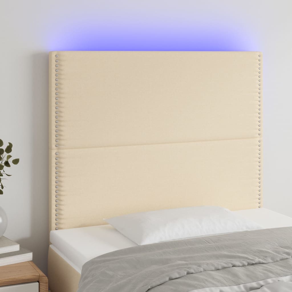 LED uzglavlje krem 90x5x118/128 cm od tkanine