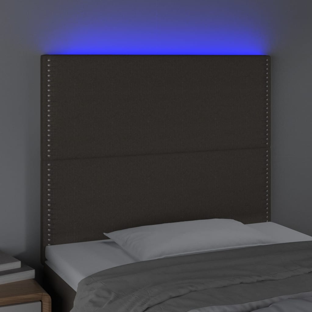 LED uzglavlje smeđesivo 100x5x118/128 cm od tkanine