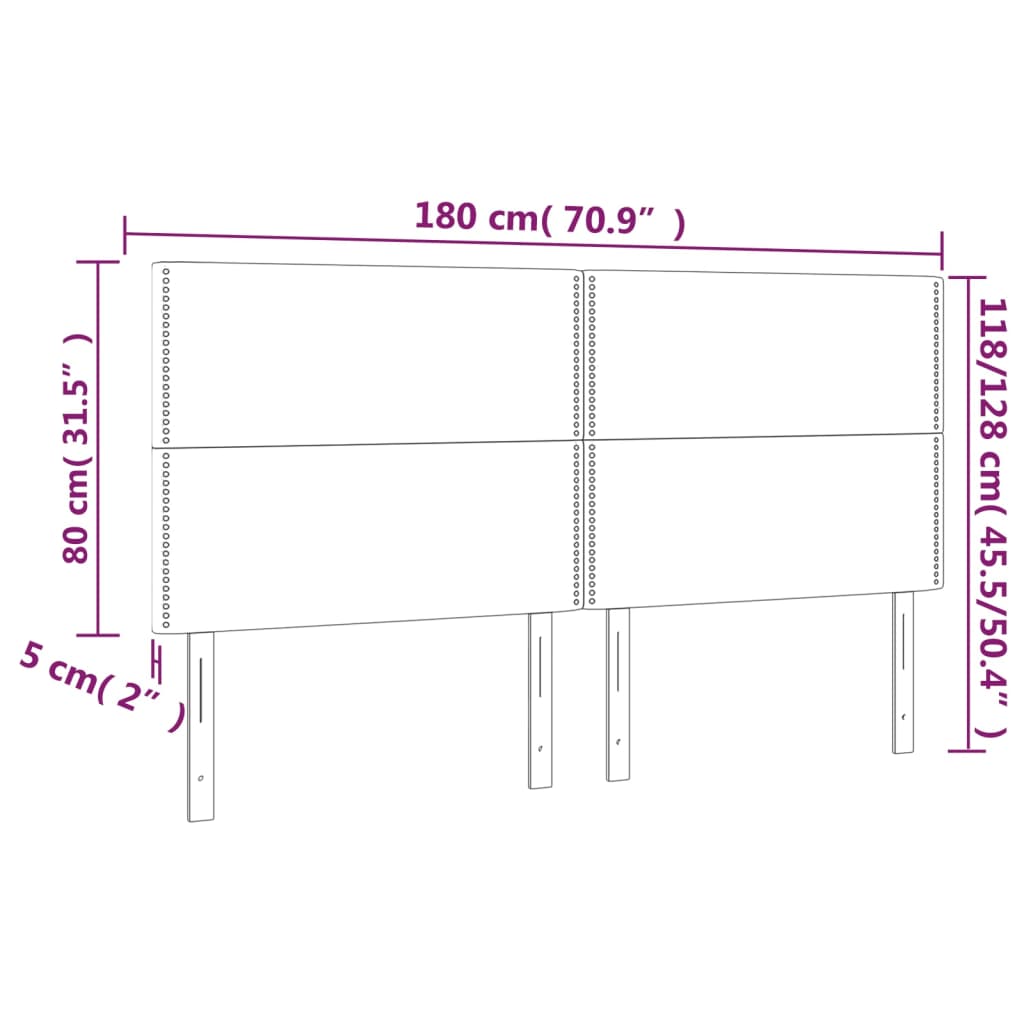 LED uzglavlje tamnosivo 180x5x118/128 cm od tkanine