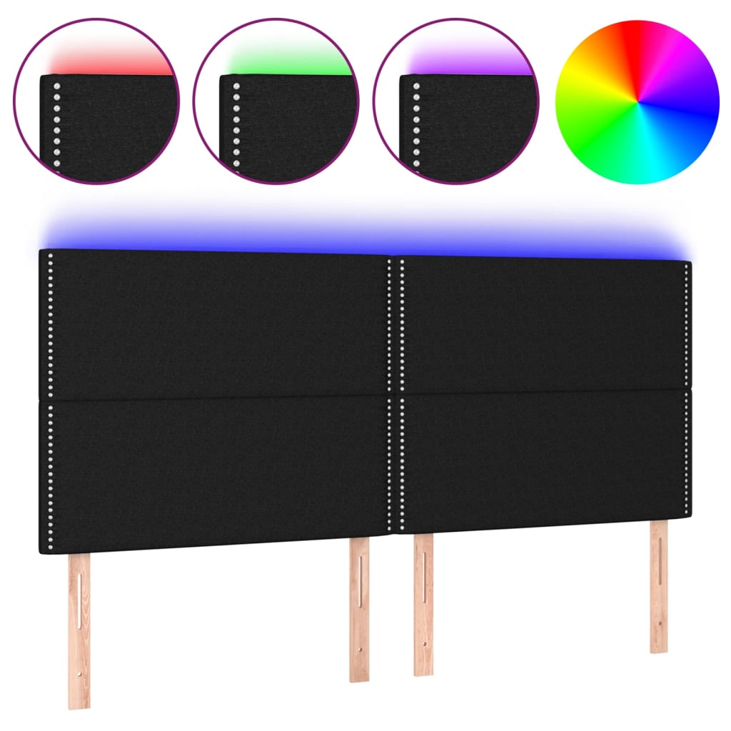 LED uzglavlje crno 180x5x118/128 cm od tkanine