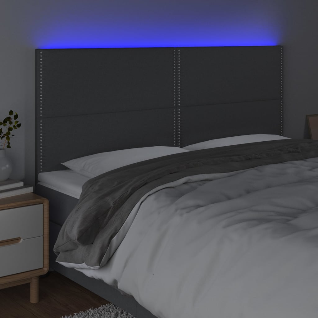 LED uzglavlje tamnosivo 200x5x118/128 cm od tkanine