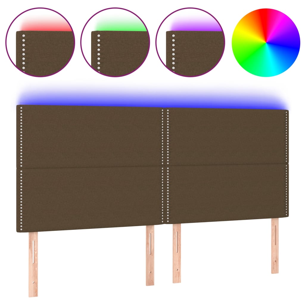 LED uzglavlje tamnosmeđe 200x5x118/128 cm od tkanine