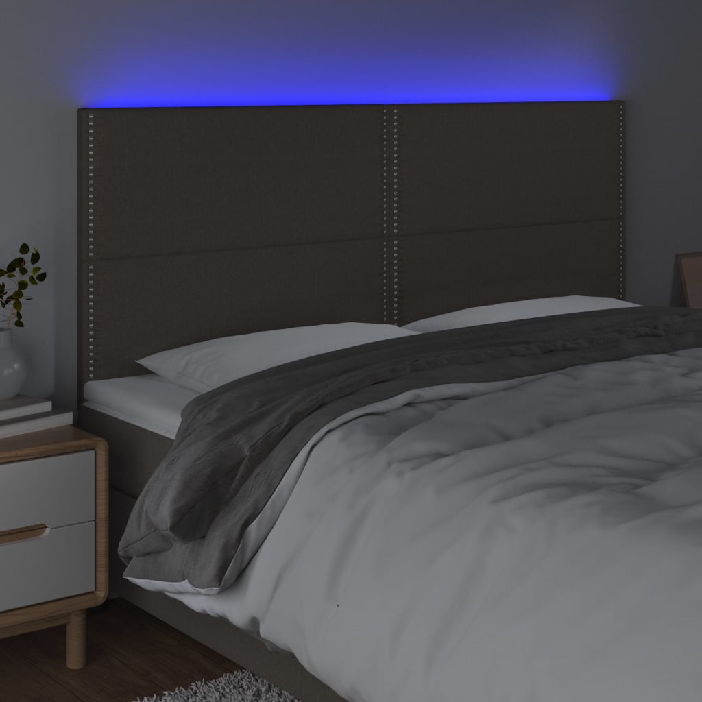 LED uzglavlje smeđesivo 200x5x118/128 cm od tkanine
