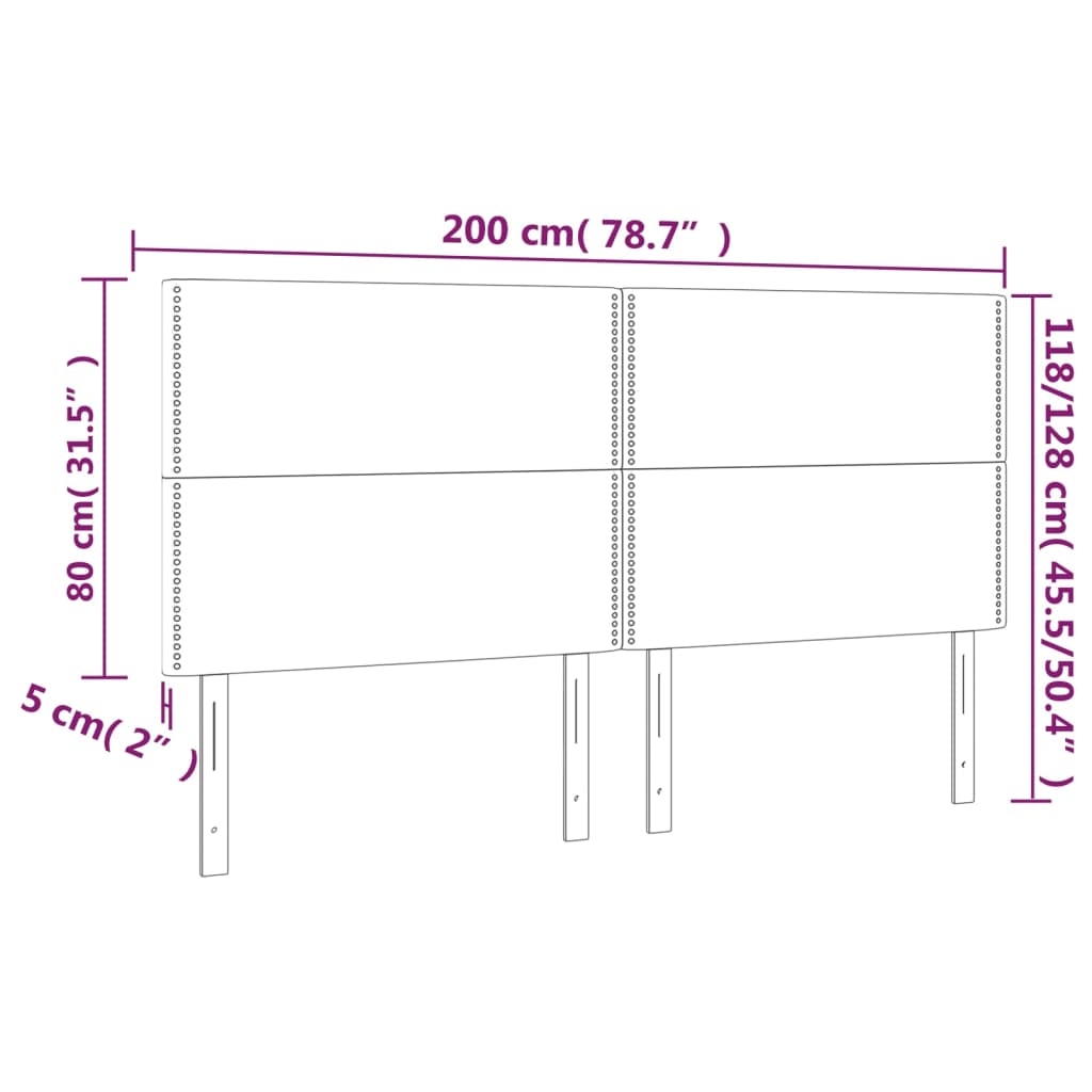 LED uzglavlje plavo 200x5x118/128 cm od tkanine