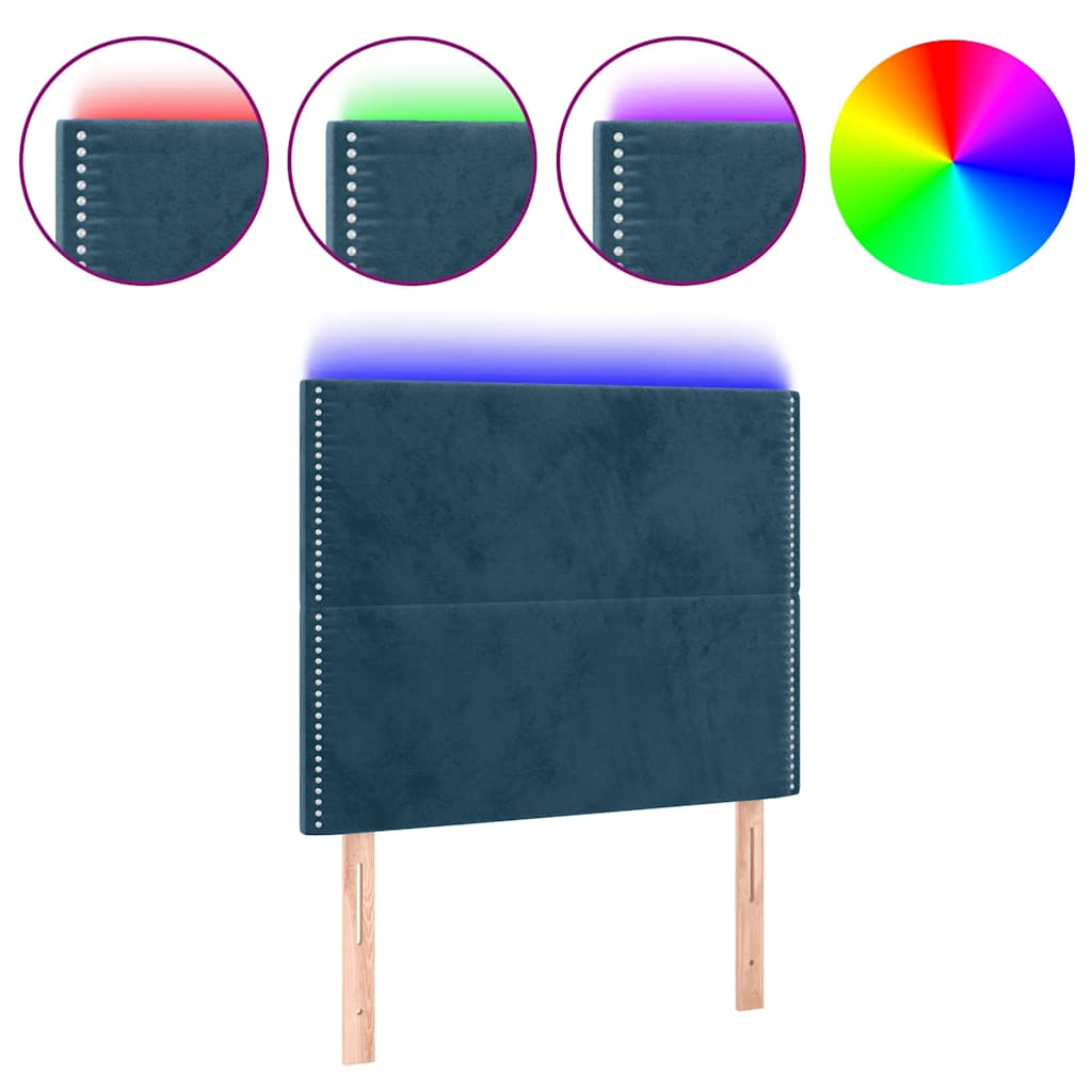 LED uzglavlje tamnoplavo 80x5x118/128 cm baršunasto