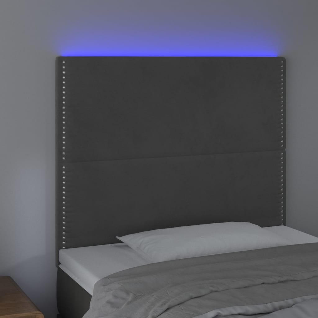 LED uzglavlje tamnosivo 90x5x118/128 cm baršunasto