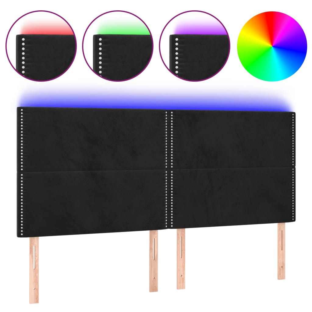 LED uzglavlje crno 160x5x118/128 cm baršunasto