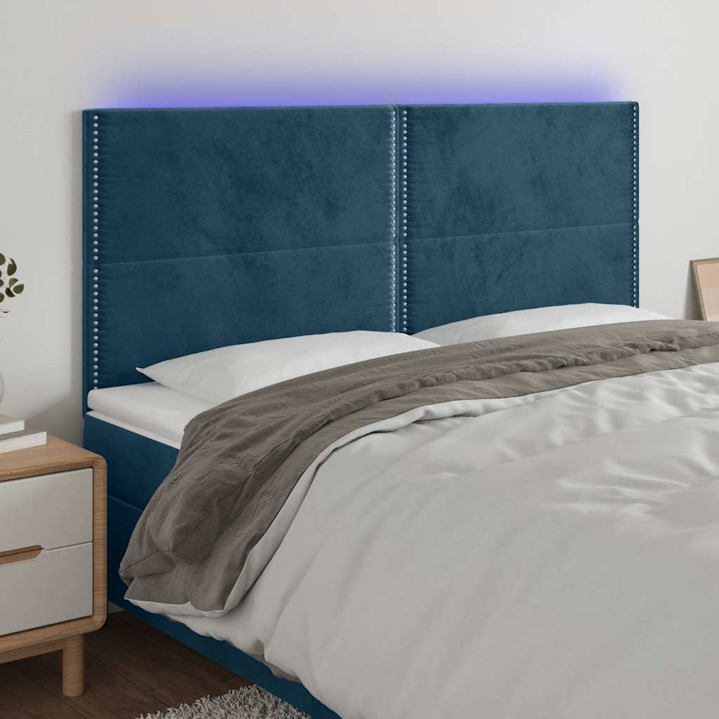 LED uzglavlje tamnoplavo 160x5x118/128 cm baršunasto