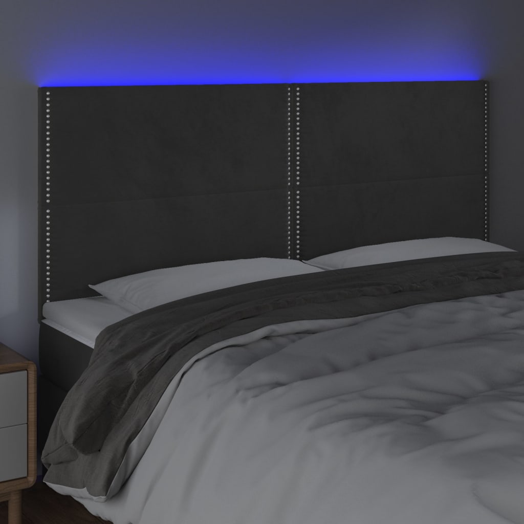 LED uzglavlje tamnosivo 180x5x118/128 cm baršunasto