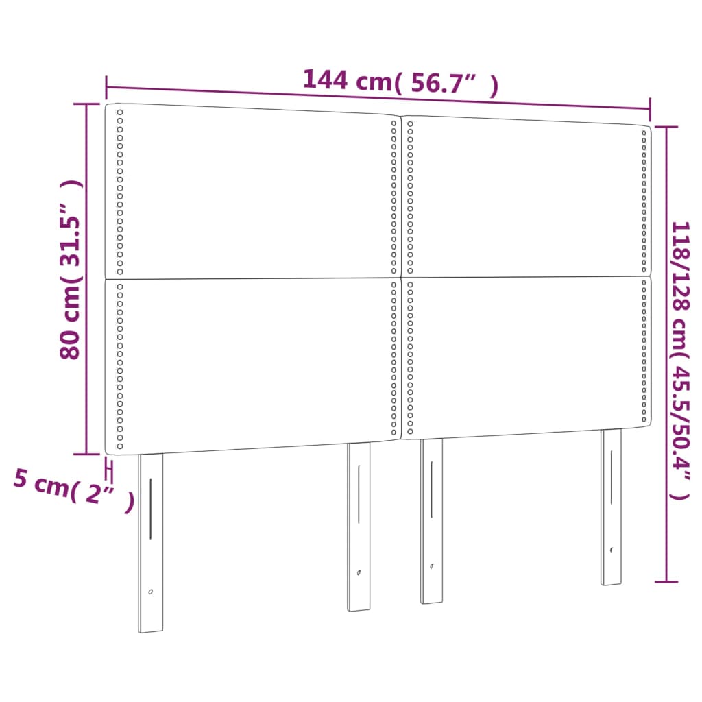LED uzglavlje crno 144x5x118/128 cm od umjetna koža