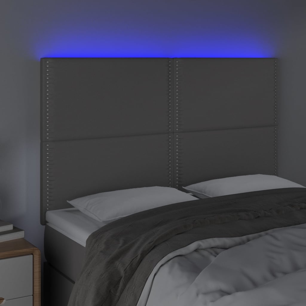 LED uzglavlje sivo 144x5x118/128 cm od umjetne kože