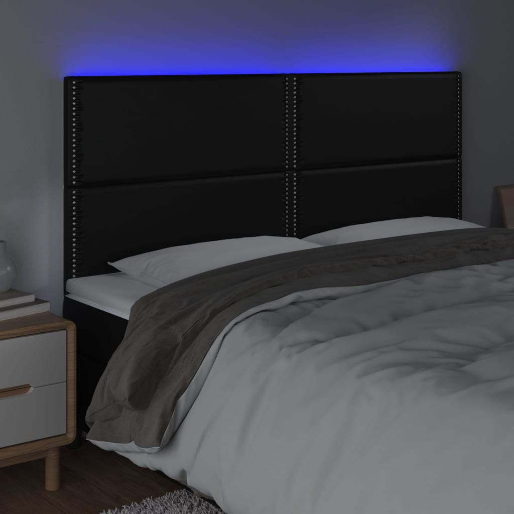LED uzglavlje crno 180x5x118/128 cm od umjetna koža