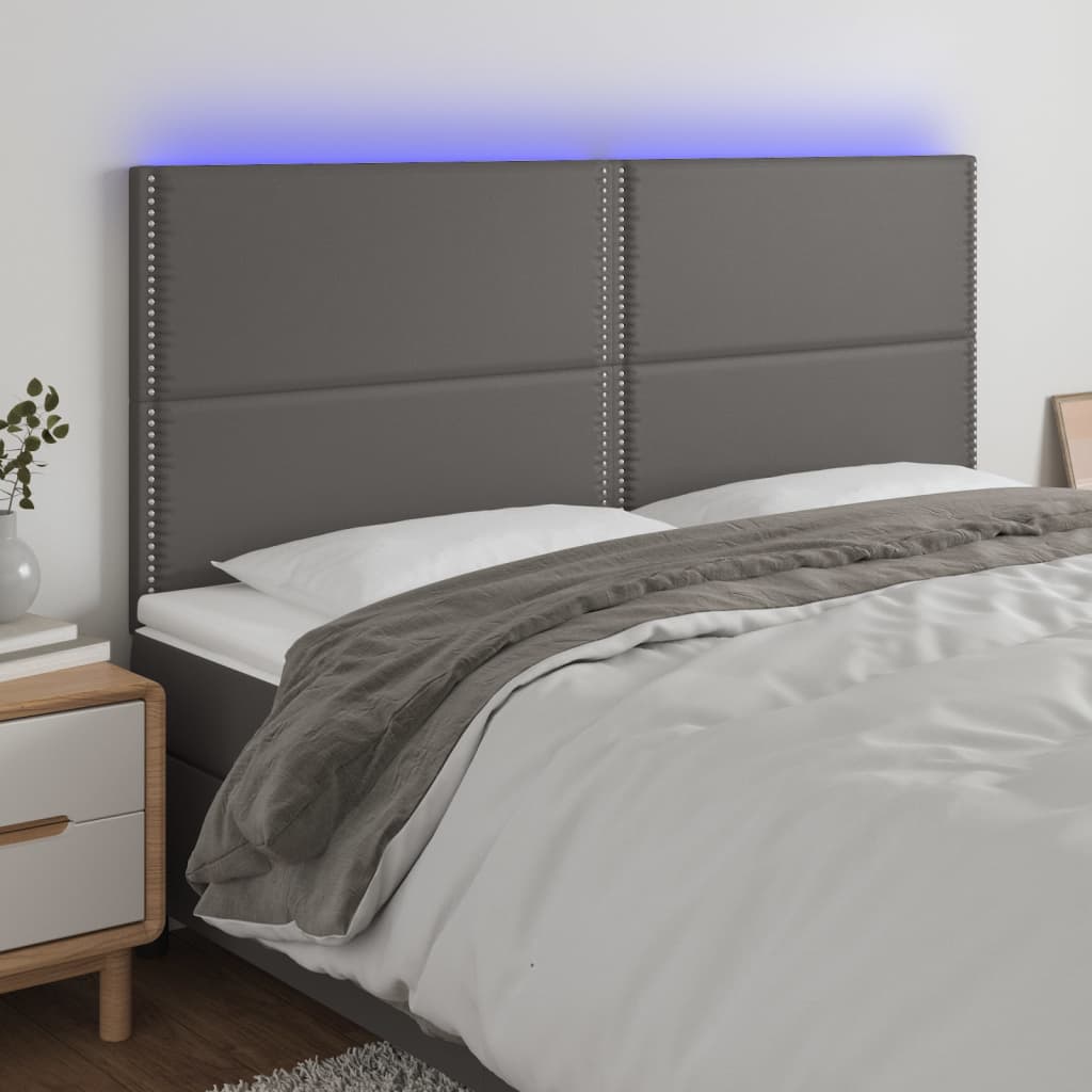 LED uzglavlje sivo 200x5x118/128 cm od umjetne kože