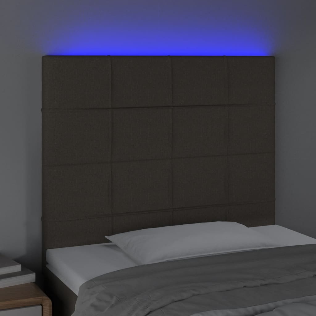 LED uzglavlje smeđesivo 90x5x118/128 cm od tkanine