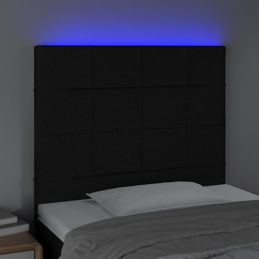 LED uzglavlje crno 100x5x118/128 cm od tkanine