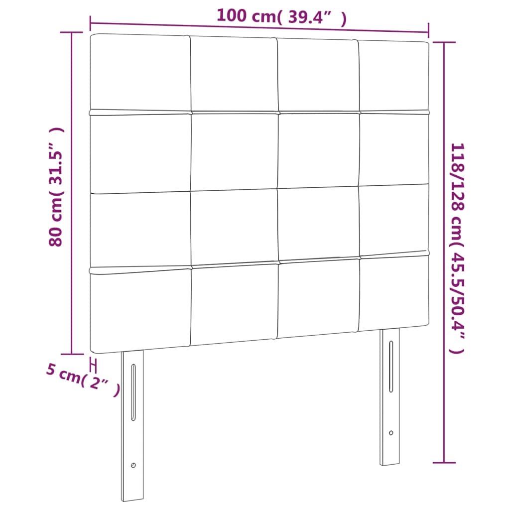 LED uzglavlje crno 100x5x118/128 cm od tkanine