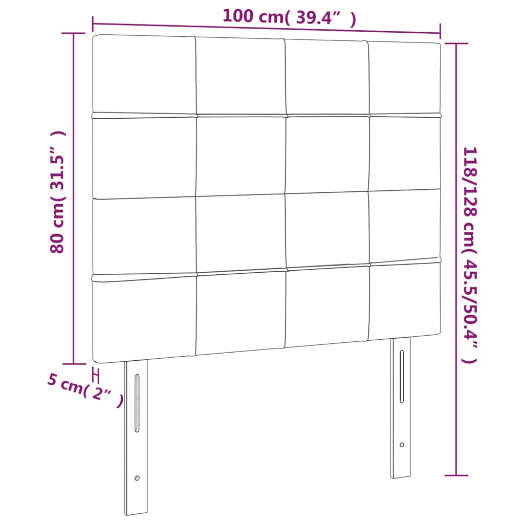 LED uzglavlje tamnosmeđe 100x5x118/128 cm od tkanine