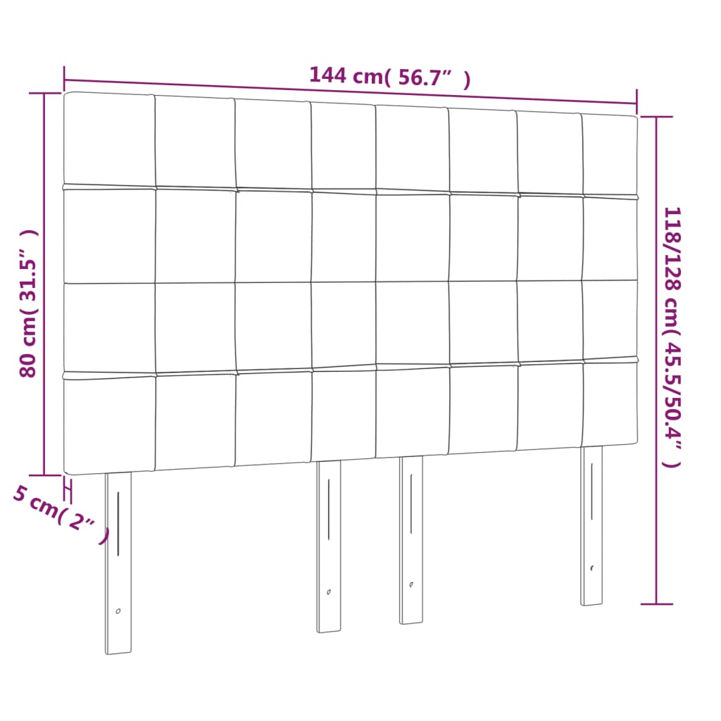 LED uzglavlje krem 144x5x118/128 cm od tkanine
