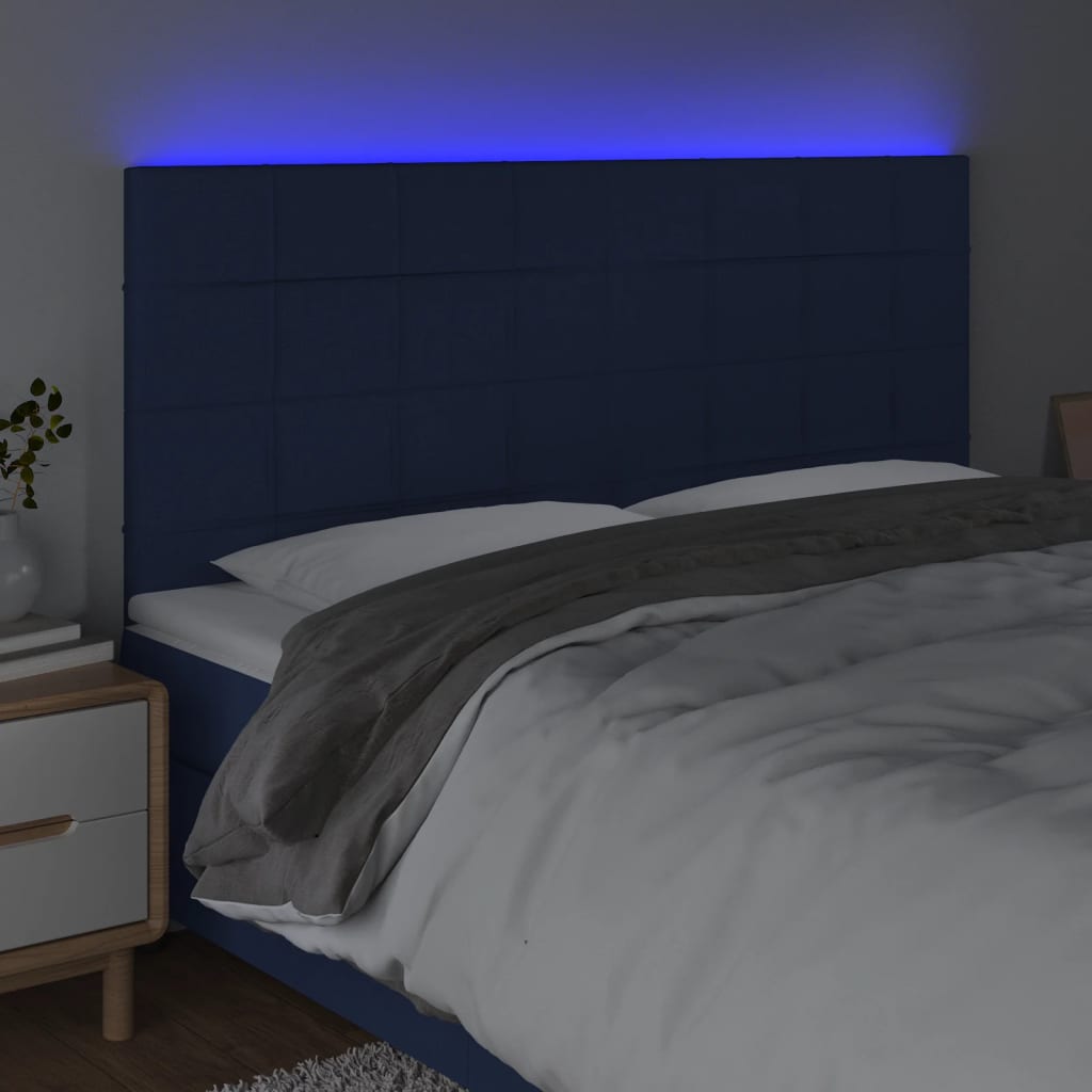 LED uzglavlje plavo 160x5x118/128 cm od tkanine