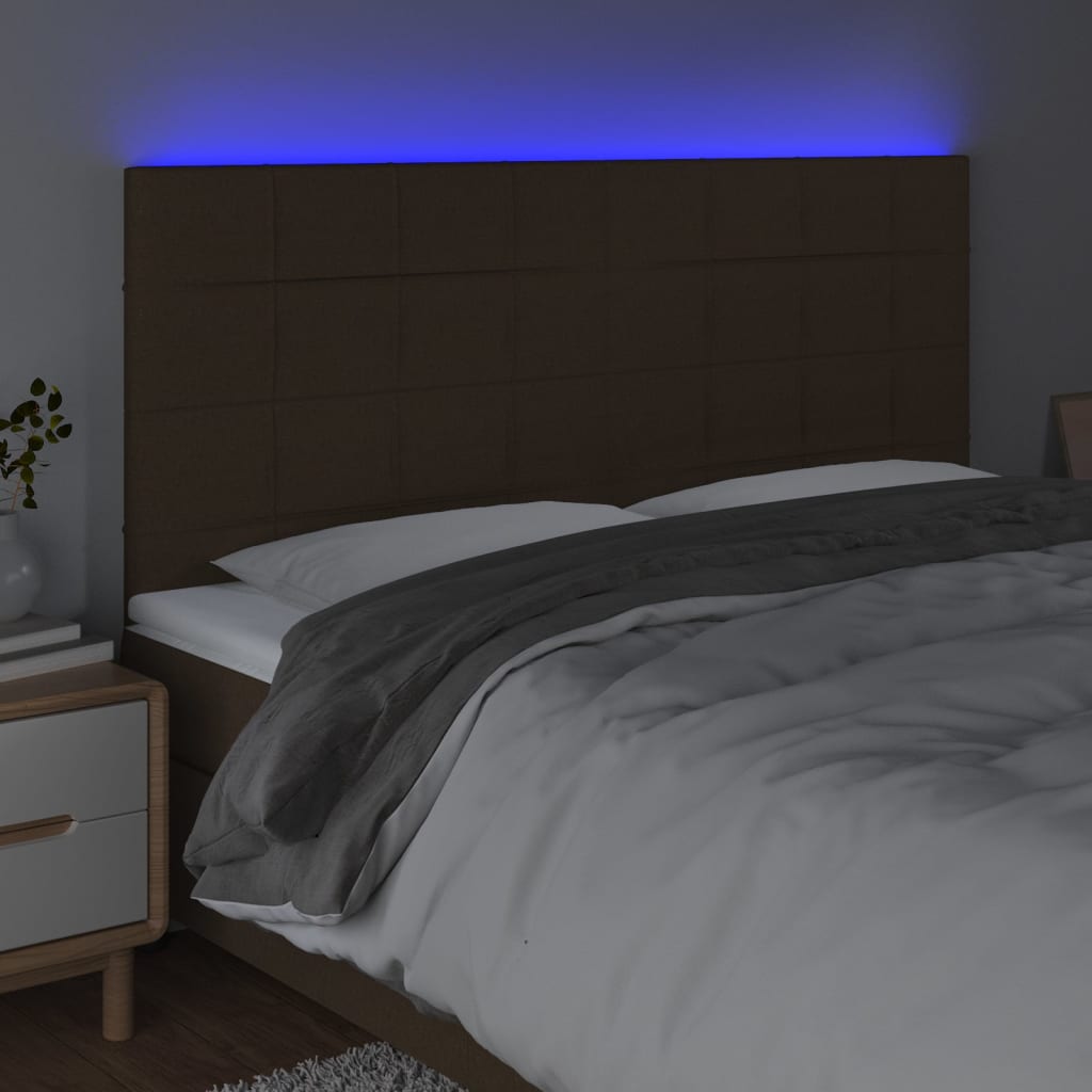 LED uzglavlje tamnosmeđe 180x5x118/128 cm od tkanine