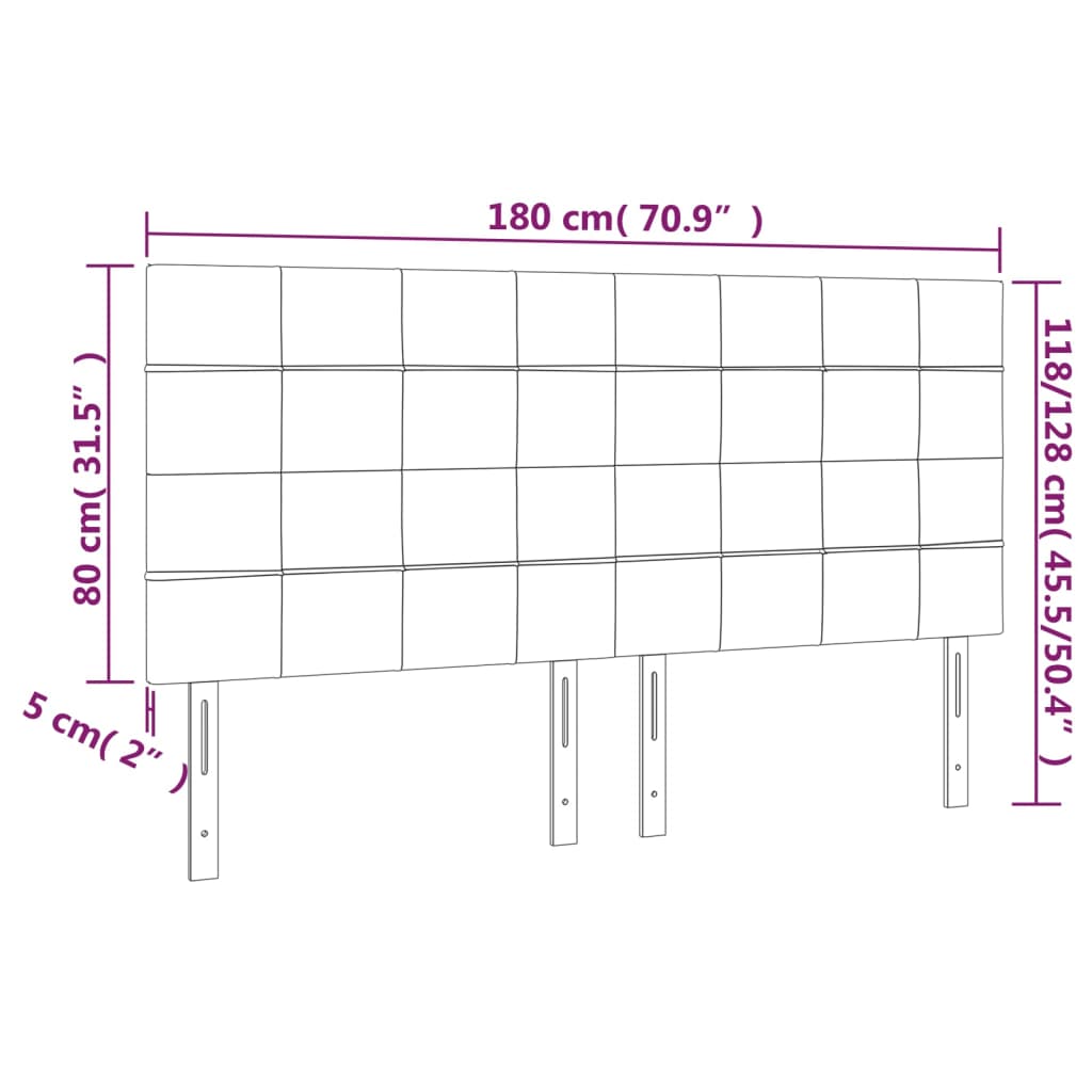 LED uzglavlje krem 180x5x118/128 cm od tkanine