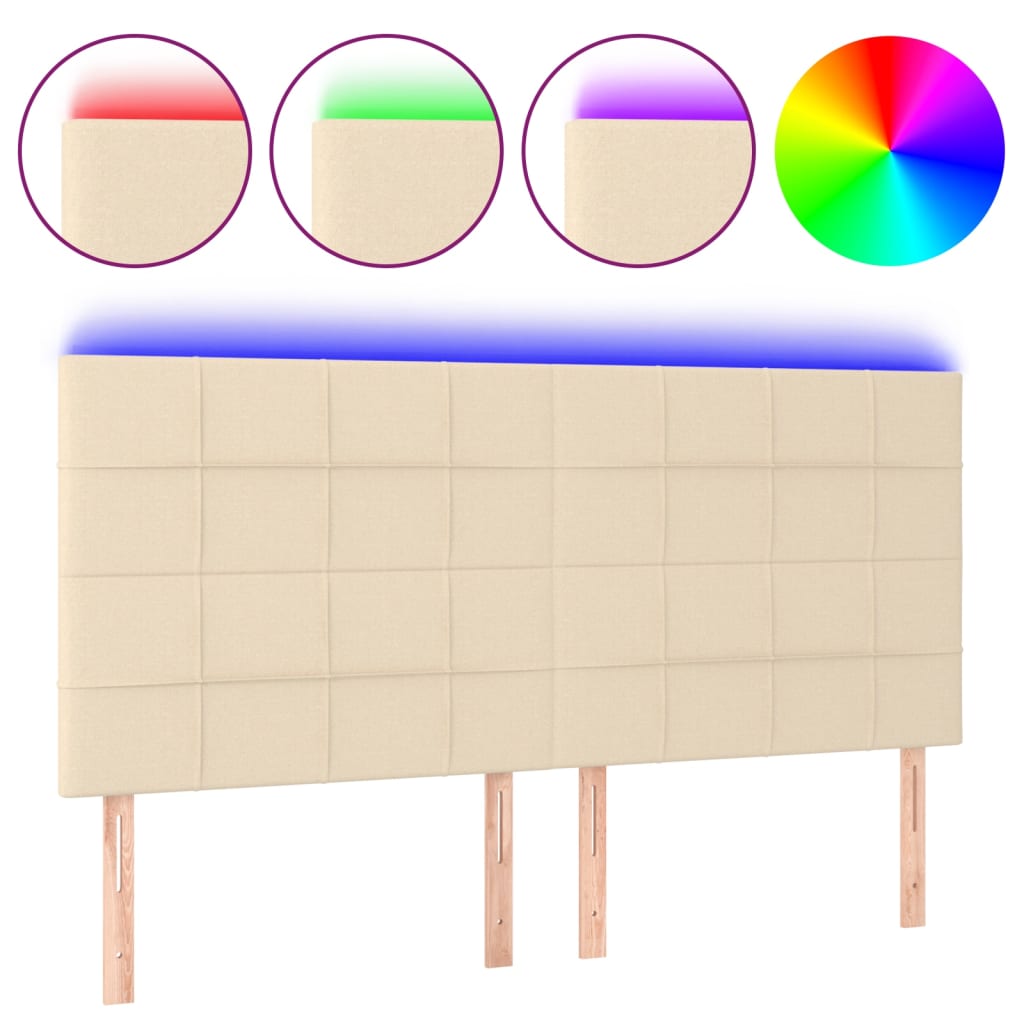LED uzglavlje krem 200x5x118/128 cm od tkanine