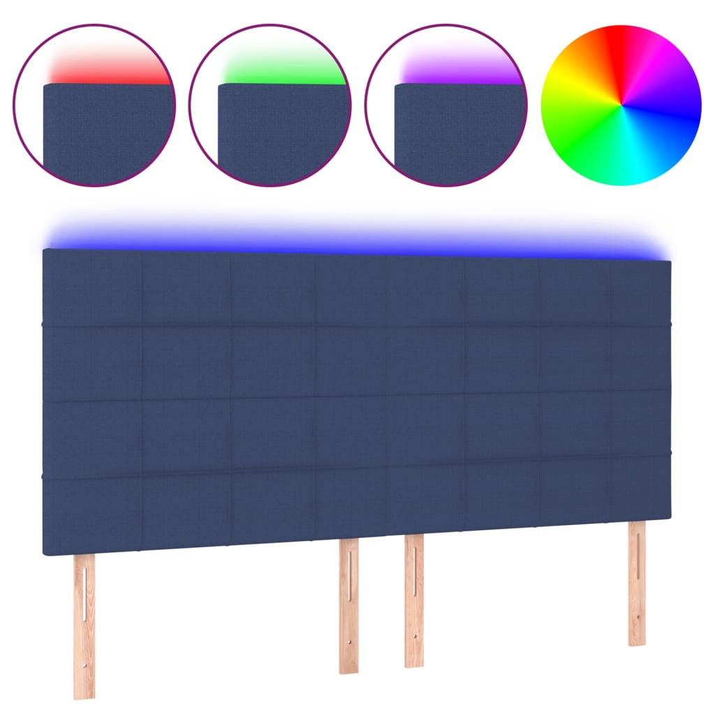 LED uzglavlje plavo 200x5x118/128 cm od tkanine