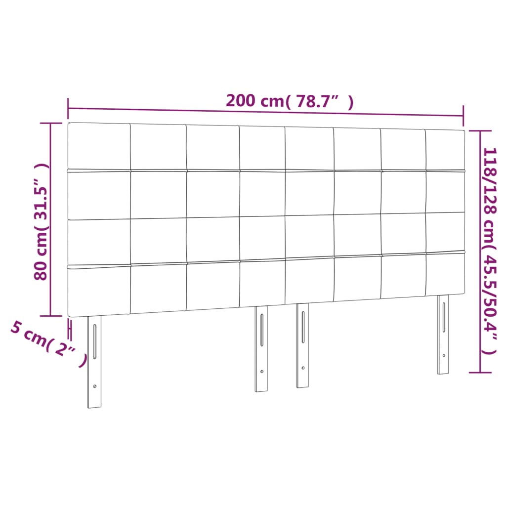LED uzglavlje plavo 200x5x118/128 cm od tkanine