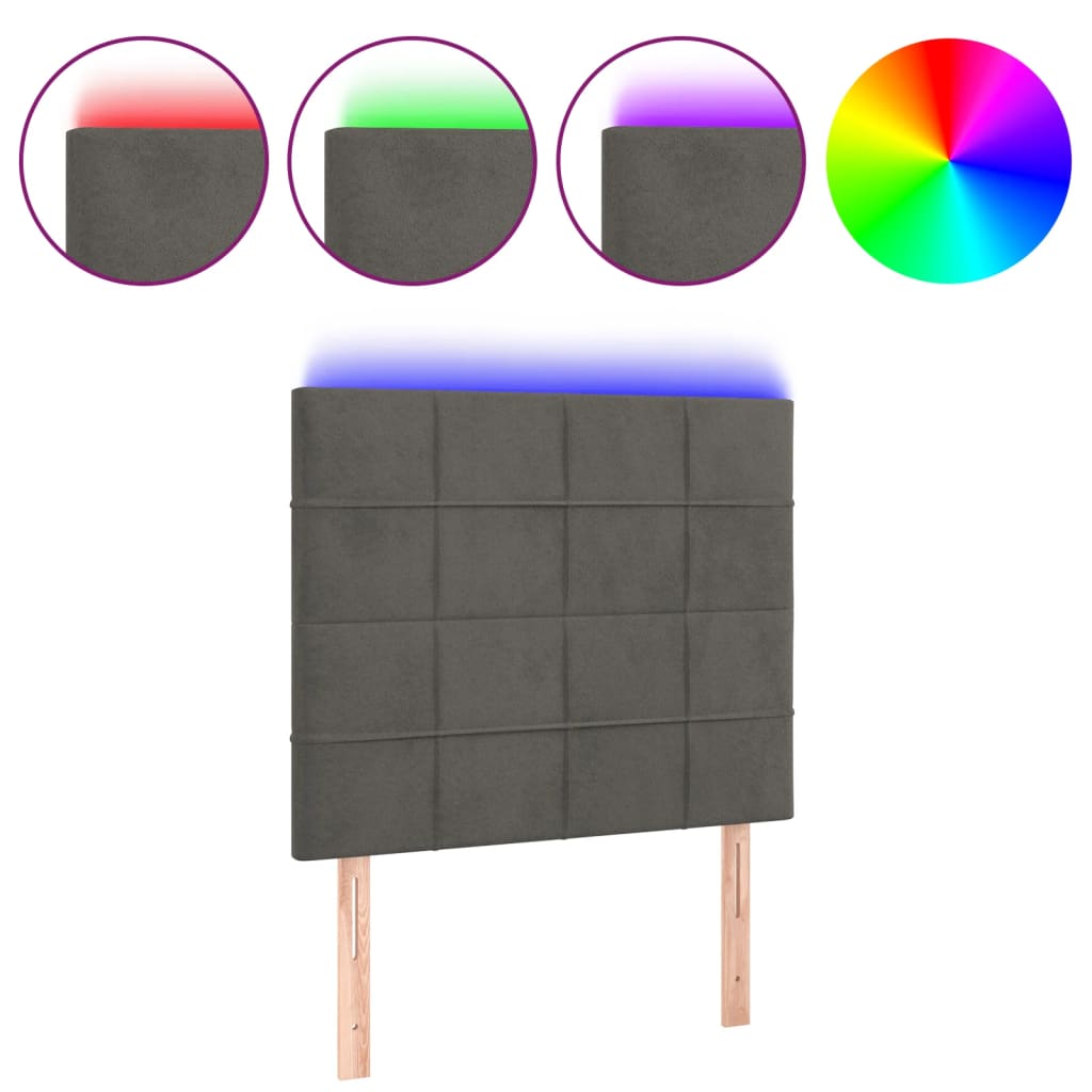LED uzglavlje tamnosivo 80x5x118/128 cm baršunasto