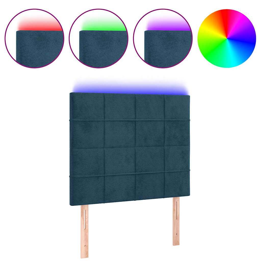 LED uzglavlje tamnoplavo 80x5x118/128 cm baršunasto