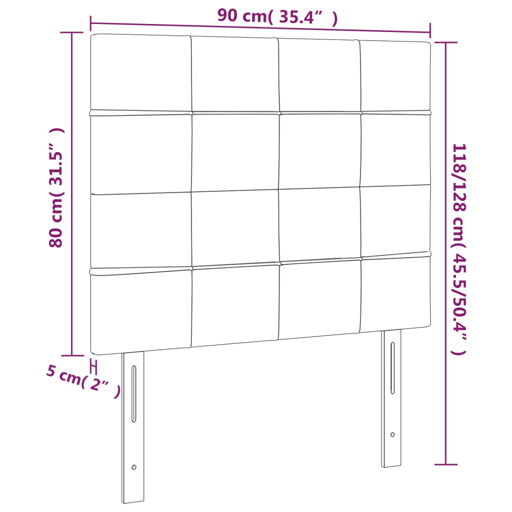 LED uzglavlje crno 90x5x118/128 cm baršunasto