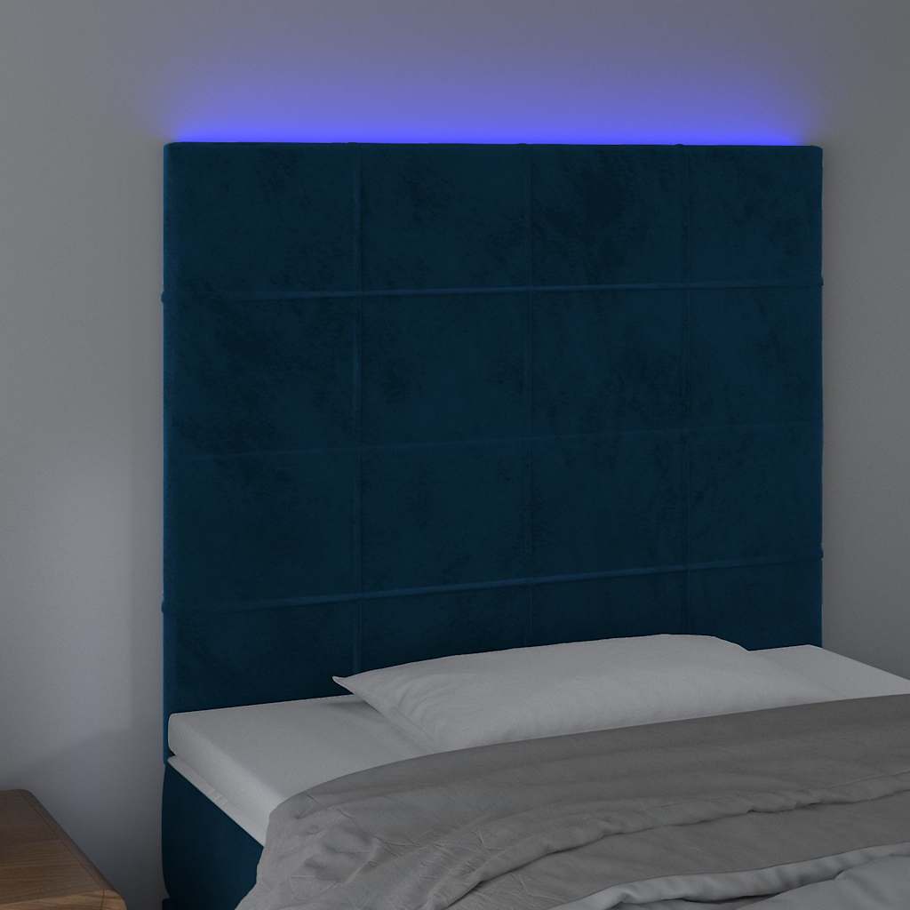 LED uzglavlje tamnoplavo 90x5x118/128 cm baršunasto