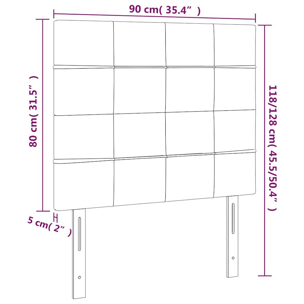 LED uzglavlje tamnoplavo 90x5x118/128 cm baršunasto