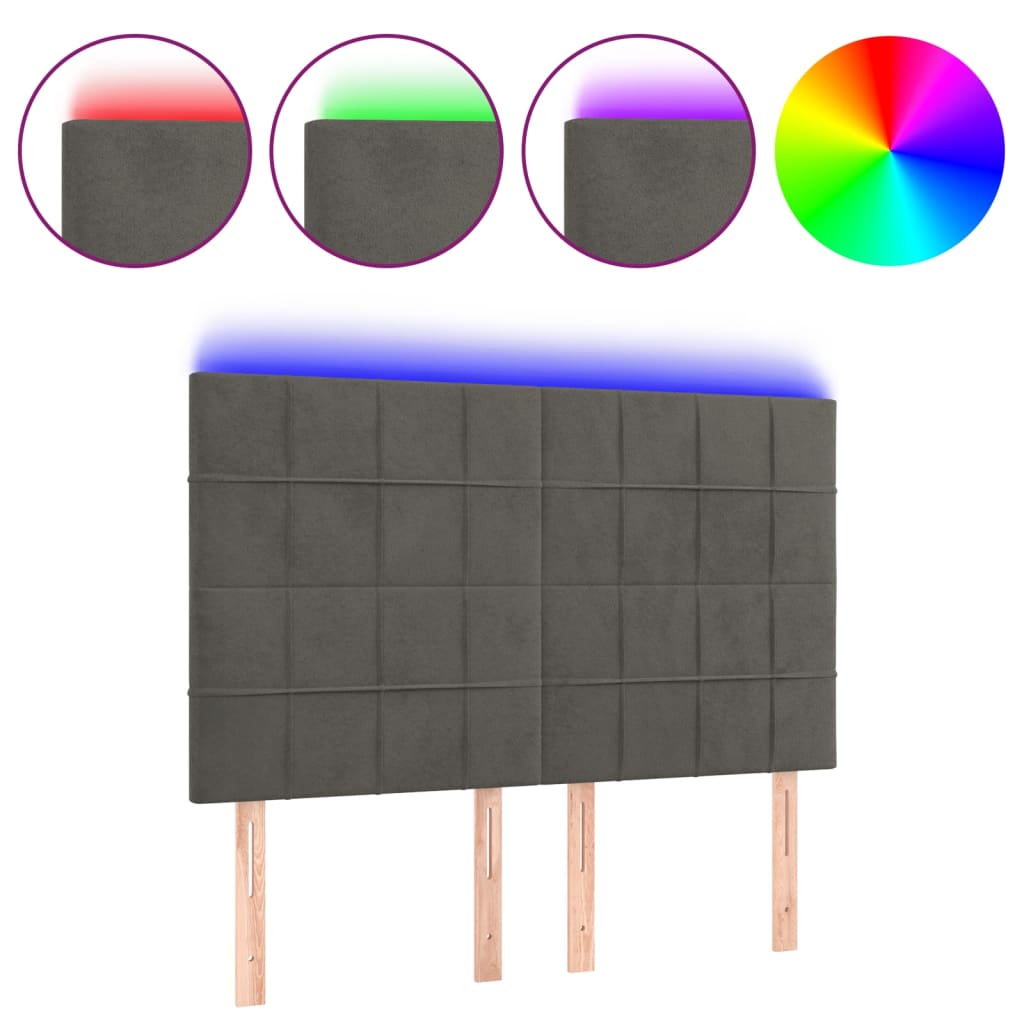 LED uzglavlje tamnosivo 144x5x118/128 cm baršunasto