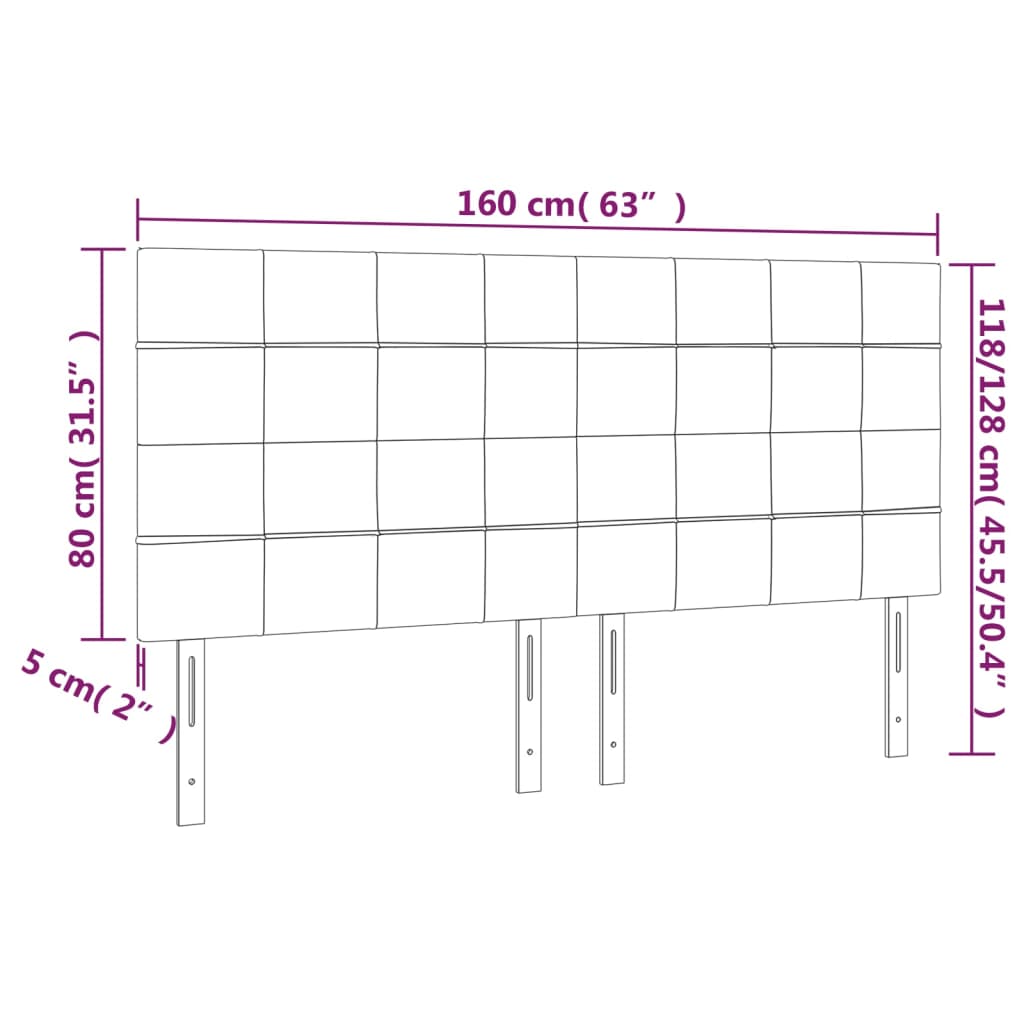LED uzglavlje tamnosivo 160x5x118/128 cm baršunasto