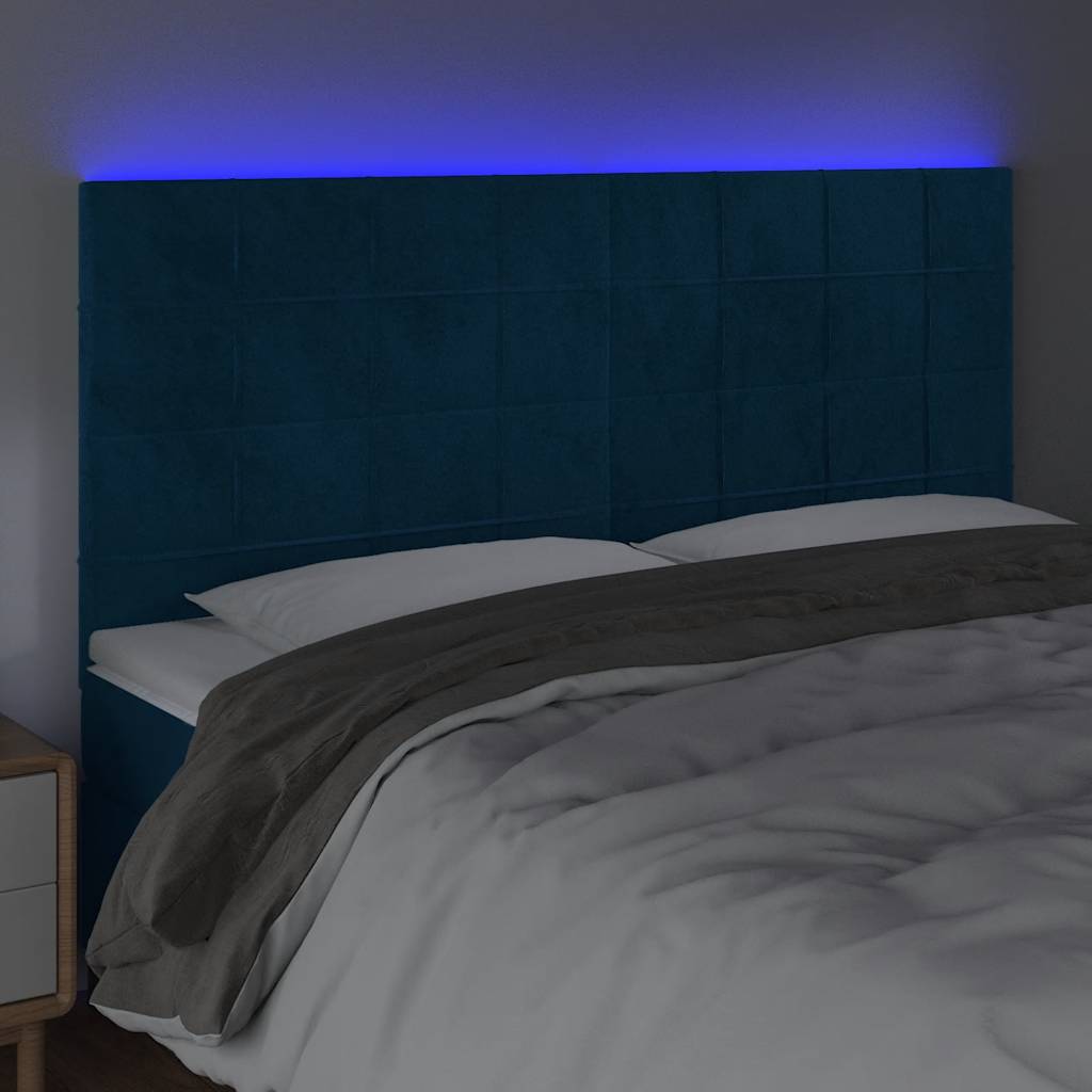 LED uzglavlje tamnoplavo 160x5x118/128 cm baršunasto