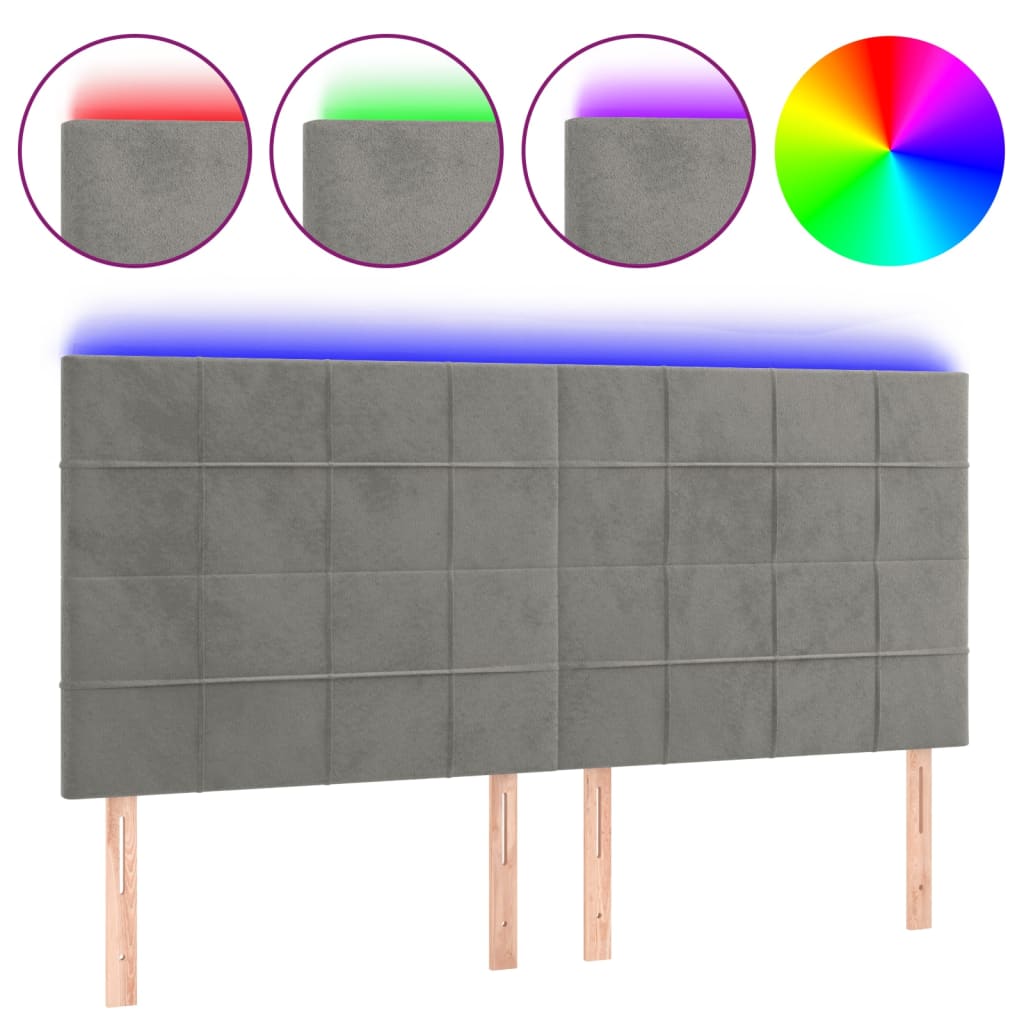 LED uzglavlje svjetlosivo 180x5x118/128 cm baršunasto