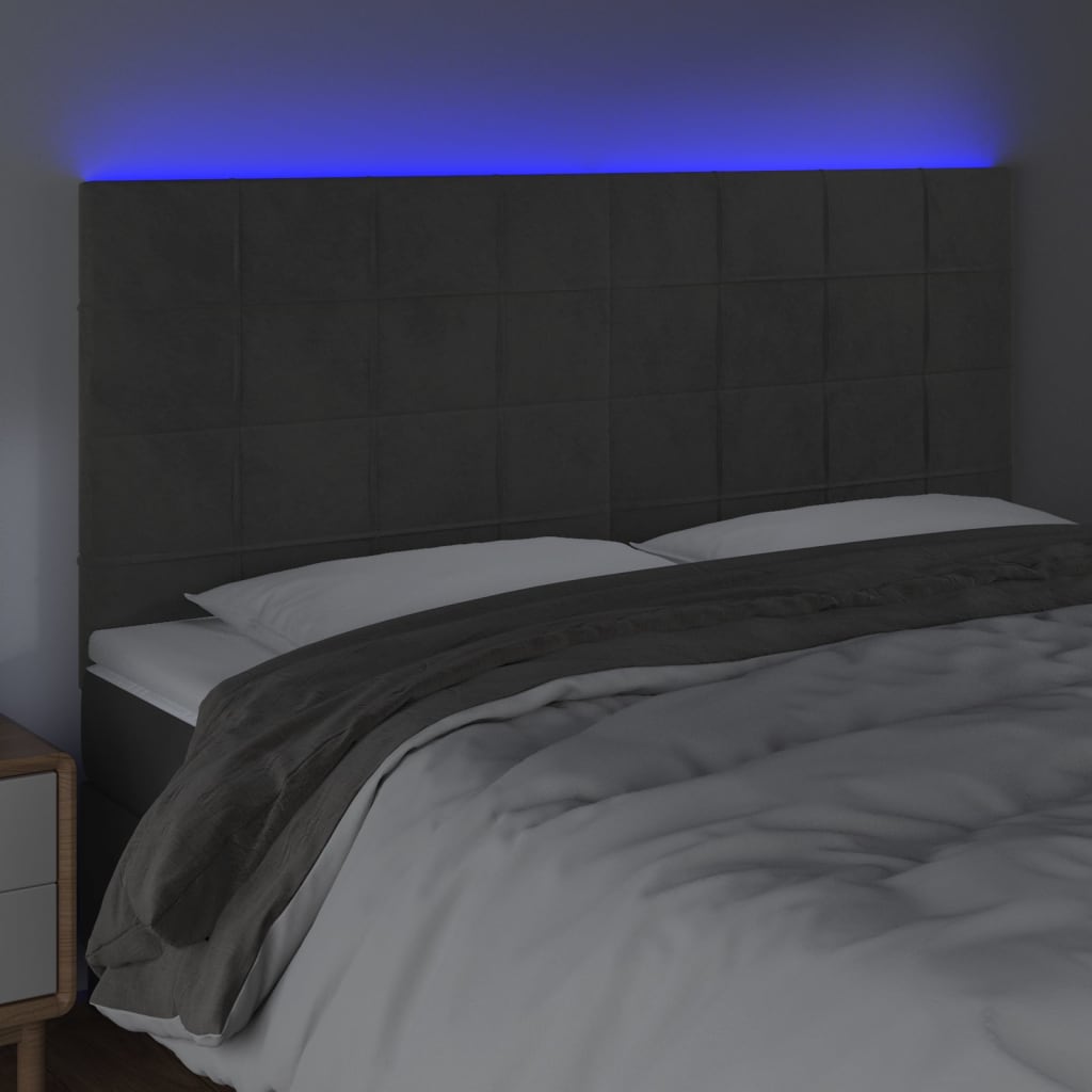 LED uzglavlje tamnosivo 180x5x118/128 cm baršunasto