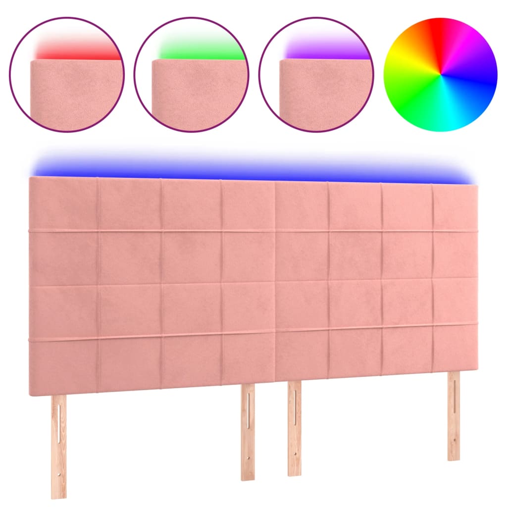 LED uzglavlje ružičasto 180x5x118/128 cm baršunasto